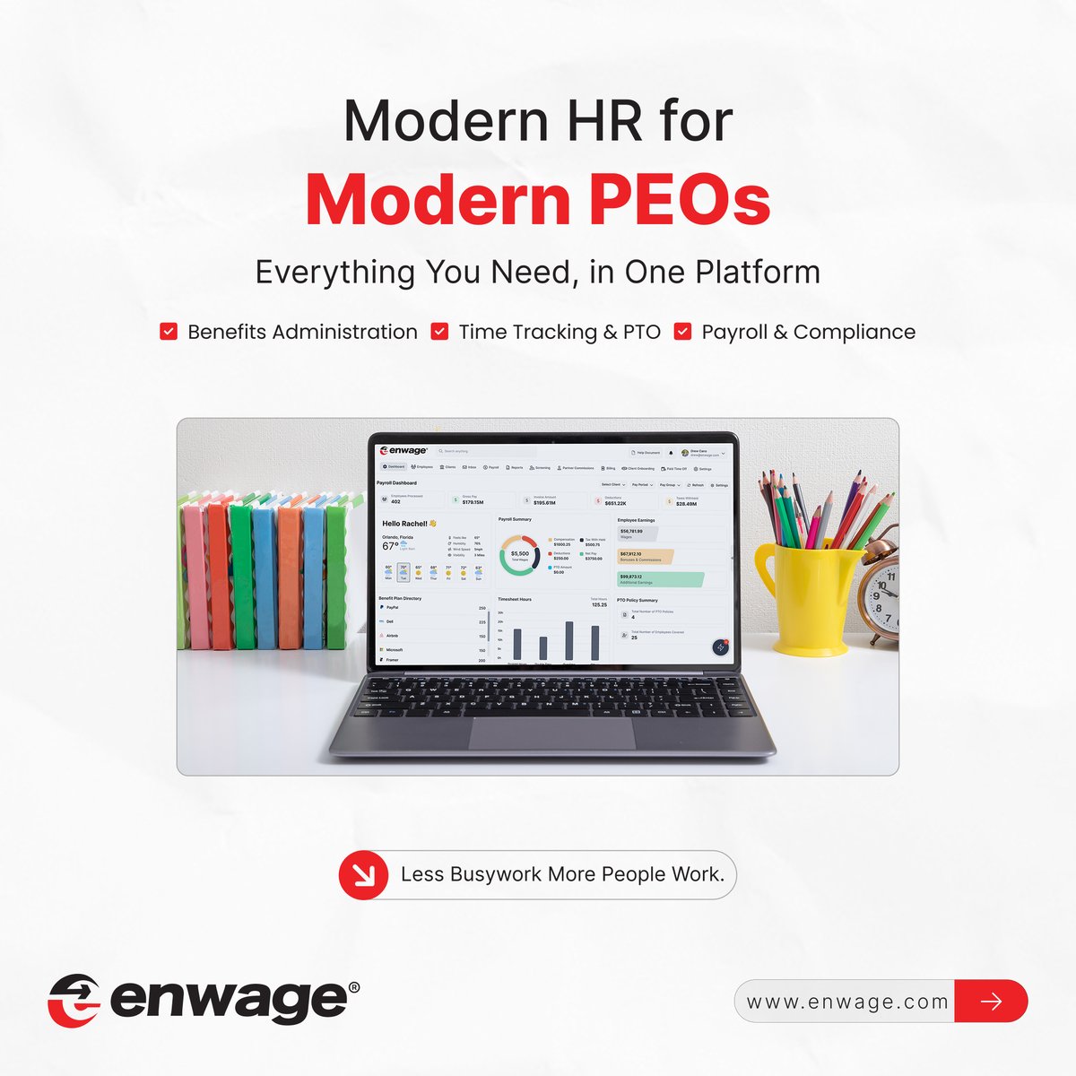 EnwageOfficial's tweet image. Struggling with scattered HR tools? 
Enwage unifies ATS, payroll, PTO, and benefits in one platform—so you can simplify HR and scale faster.

👉 𝐁𝐨𝐨𝐤 𝐘𝐨𝐮𝐫 𝐅𝐫𝐞𝐞 𝐃𝐞𝐦𝐨: enwage.com/book-a-demo/

#PEO #HCMSoftware #Enwage #PEOGrowth #HRAutomation