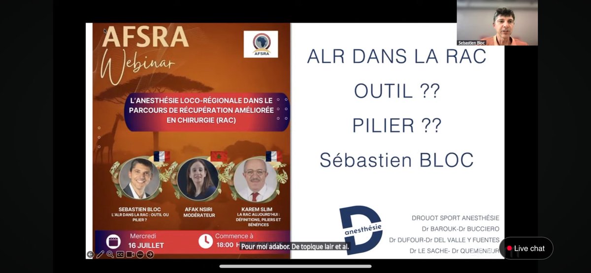 AFSRA (@afsra10) on Twitter photo Nous avons la chance d’accueillir l’extraordinaire expert, le Dr Bloc, qui va nous en apprendre davantage sur le rôle de l’anesthésie régionale dans l’amélioration de la récupération.
<a href="/AfakNsiri/">Afak Nsiri</a> Nous avons la chance d’accueillir l’extraordinaire expert, le Dr Bloc, qui va nous en apprendre davantage sur le rôle de l’anesthésie régionale dans l’amélioration de la récupération.
<a href="/AfakNsiri/">Afak Nsiri</a>