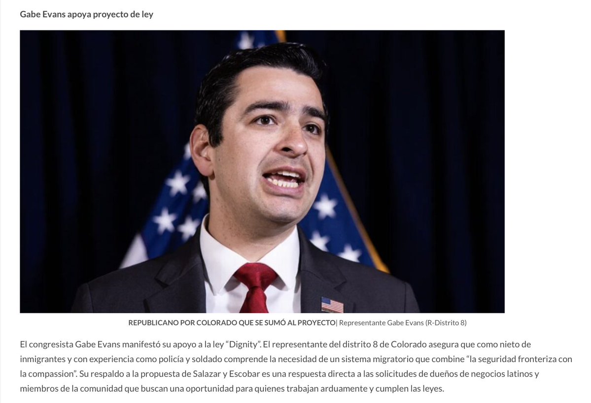 repgabeevans's tweet image. I'm listening to #CO08 Hispanic businesses owners & community leaders. Here's what the Dignity Act does:
➡️Zero tolerance for criminals
➡️Protection for immigrants earned through work, good conduct, and a yearly fine
➡️Provides legal status, not amnesty
🔗elcomerciodecolorado.com/reintroducen-p…