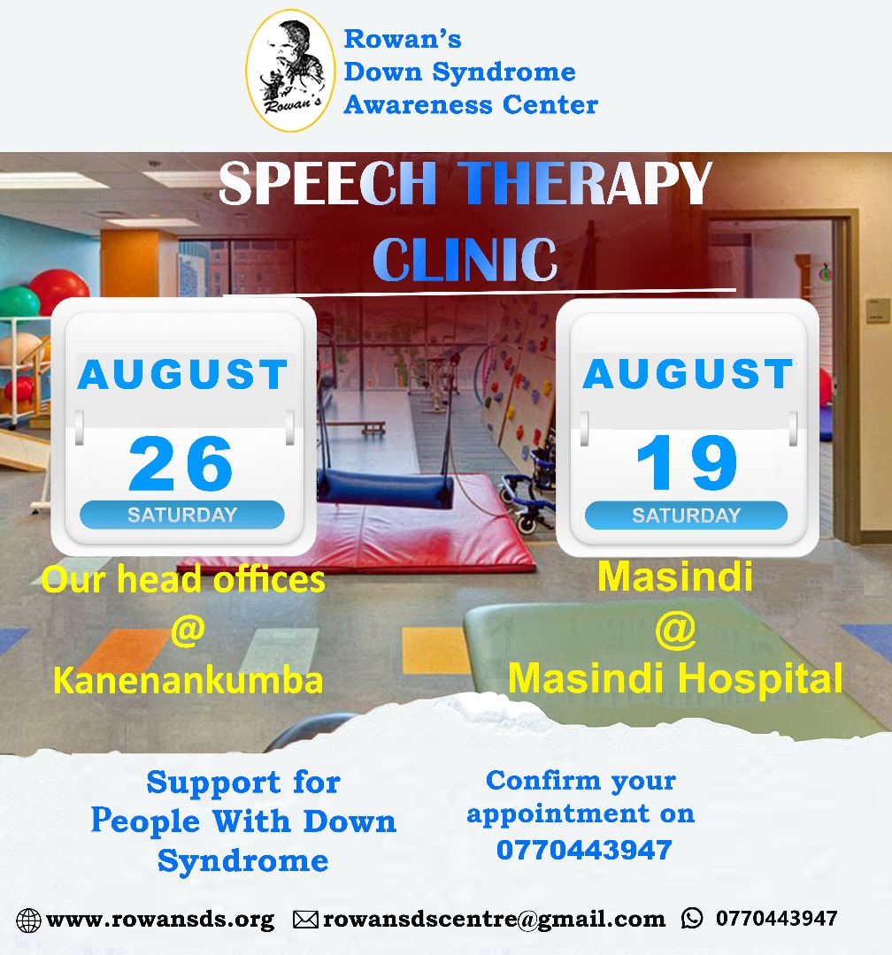 📷 SPEECH THERAPY CLINIC ALERT! 📷
Rowan’s Down Syndrome Awareness Center is here to support people with Down Syndrome and their families
📷 Masindi – 19/08/2025 @ Masindi Hospital
📷 Kanenankumba – 26.08.2025 @ Our Head Offices
📷 0770443947
📷 rowansds.org