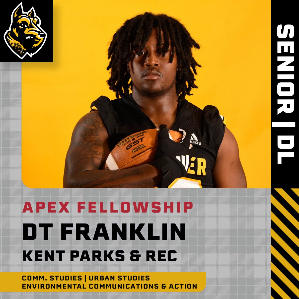 Wooster Football (@woosterfootball) on Twitter photo Senior, Defensive Lineman, DT Franklin is working with Kent Parks and Recreation this summer through the APEX Fellowship Program! 
"...I will assist with park upkeep, sports field maintenance, and facility care while conducting a maintenance performance review..." 
#KAIZEN Senior, Defensive Lineman, DT Franklin is working with Kent Parks and Recreation this summer through the APEX Fellowship Program! 
"...I will assist with park upkeep, sports field maintenance, and facility care while conducting a maintenance performance review..." 
#KAIZEN