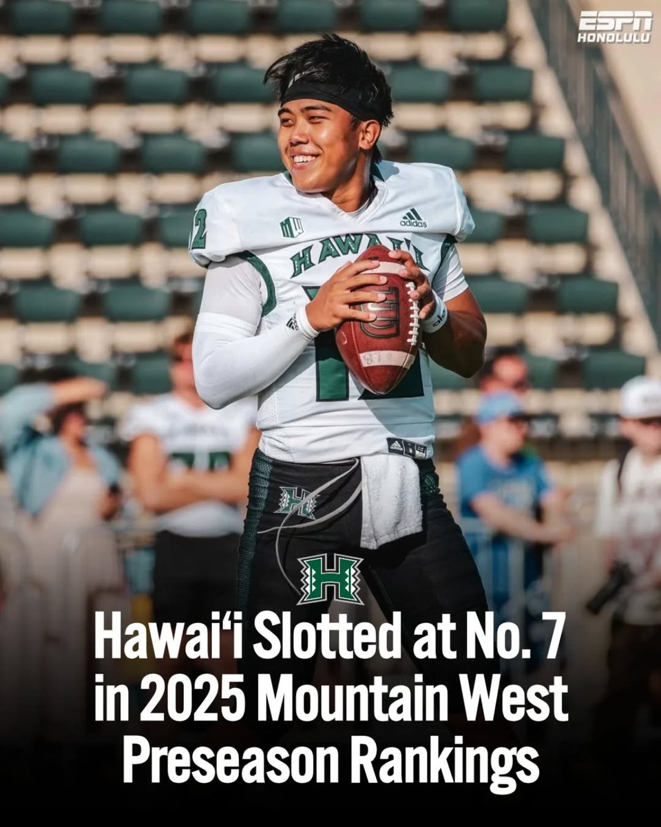 ESPNHonolulu's tweet image. The University of Hawai‘i football team was picked to finish 7th in the 2025 Mountain West Preseason Poll, as voted on by the league’s media during MW Media Days at Circa Resort & Casino in Las Vegas.
#GoBows #HawaiiFootball #MountainWest