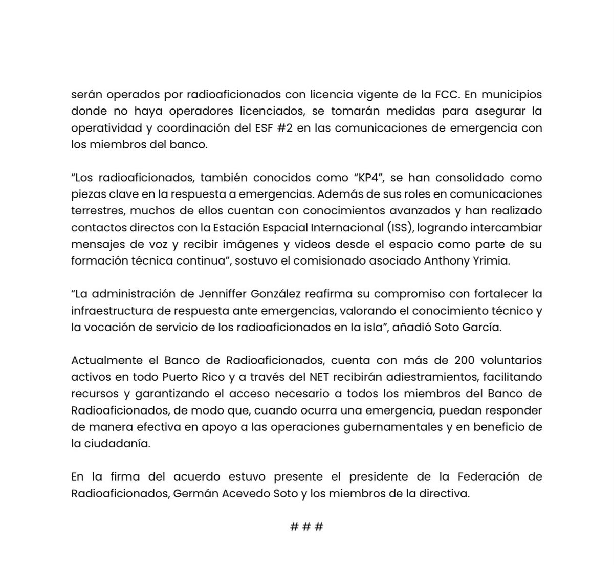 [Comunicado de prensa]