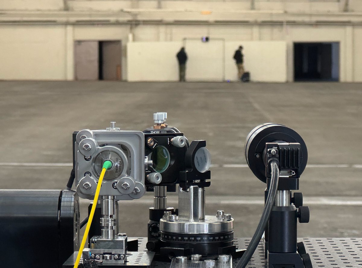 We rented out the cattle facility at Cow Palace to refine our pointing, acquisition, and tracking algo, and one of our hardcore summer interns led the test end-to-end. More tests to come before our big space-to-Earth power beaming demo next summer. Awesome stuff, Peter and