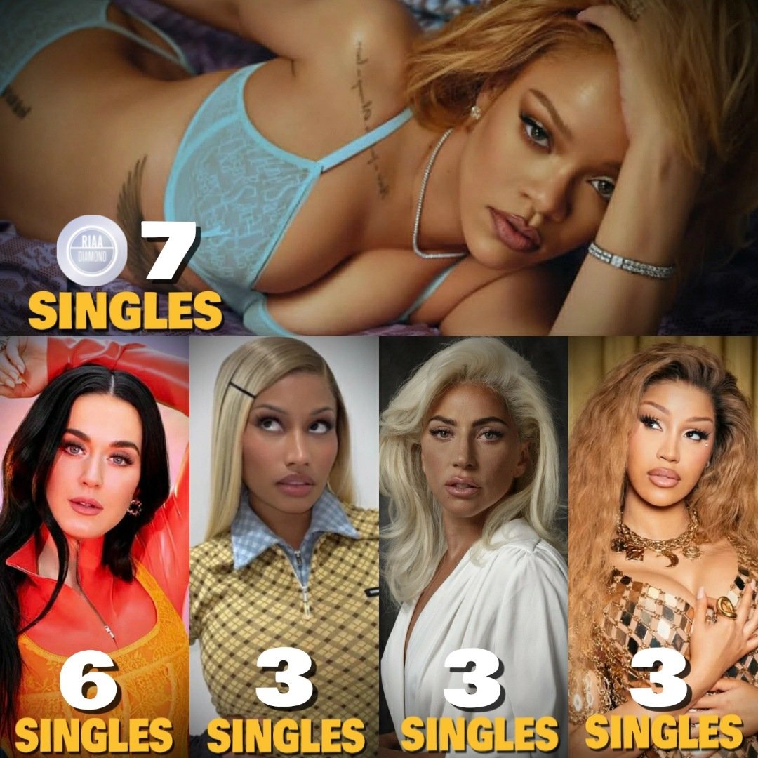 ThePopStuff's tweet image. Female artists with the most RIAA Diamond singles in history: