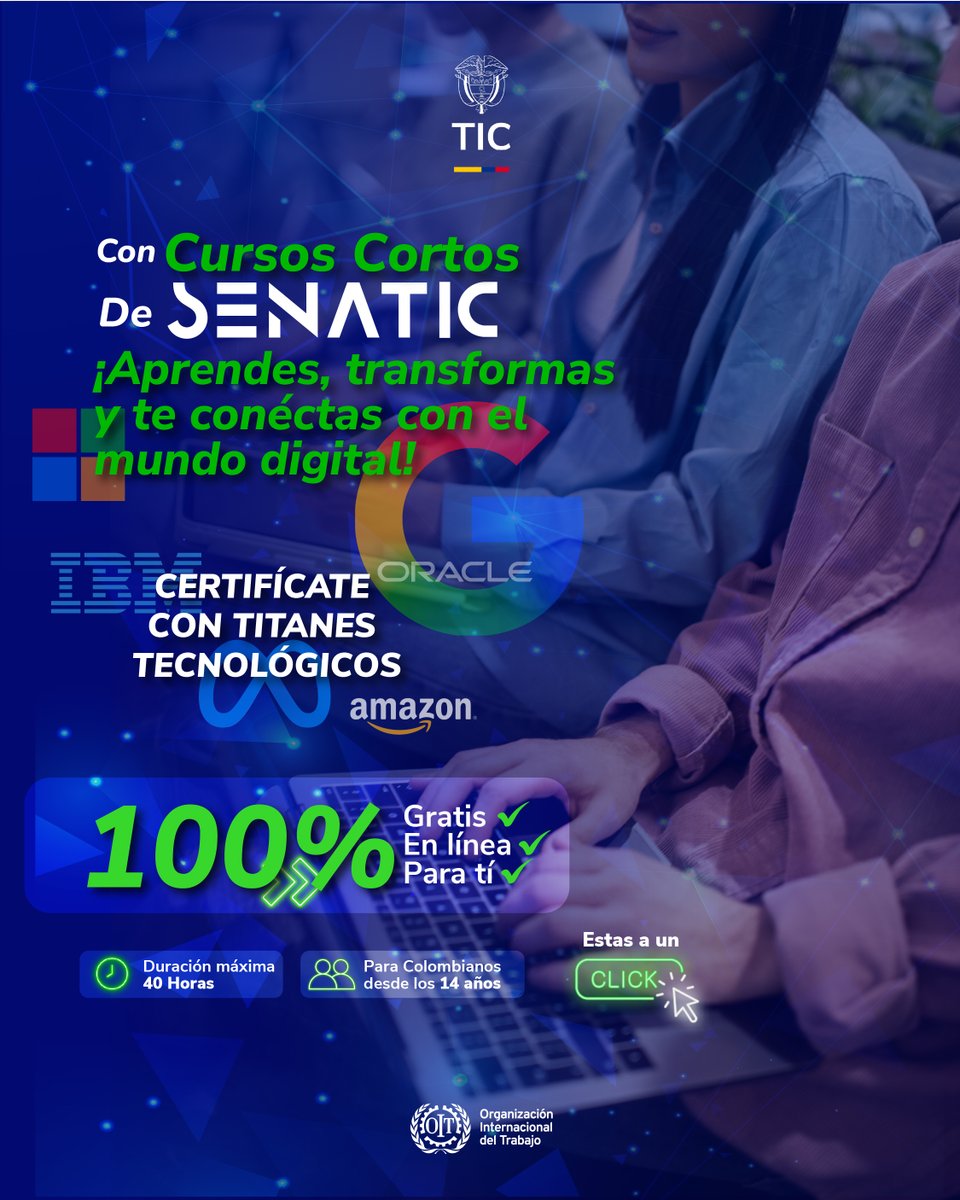 OITAndina's tweet image. 🎓 ¡Tu camino digital comienza aquí!
Si eres Colombiano y tienes ➕14 años, accede gratis a ➕70 cursos virtuales con #SENATIC.
💻 Desde cualquier lugar
📈 Certificados por Google, Amazon, Oracle y más.
📝 Regístrate 👉 bit.ly/4iYZG0e