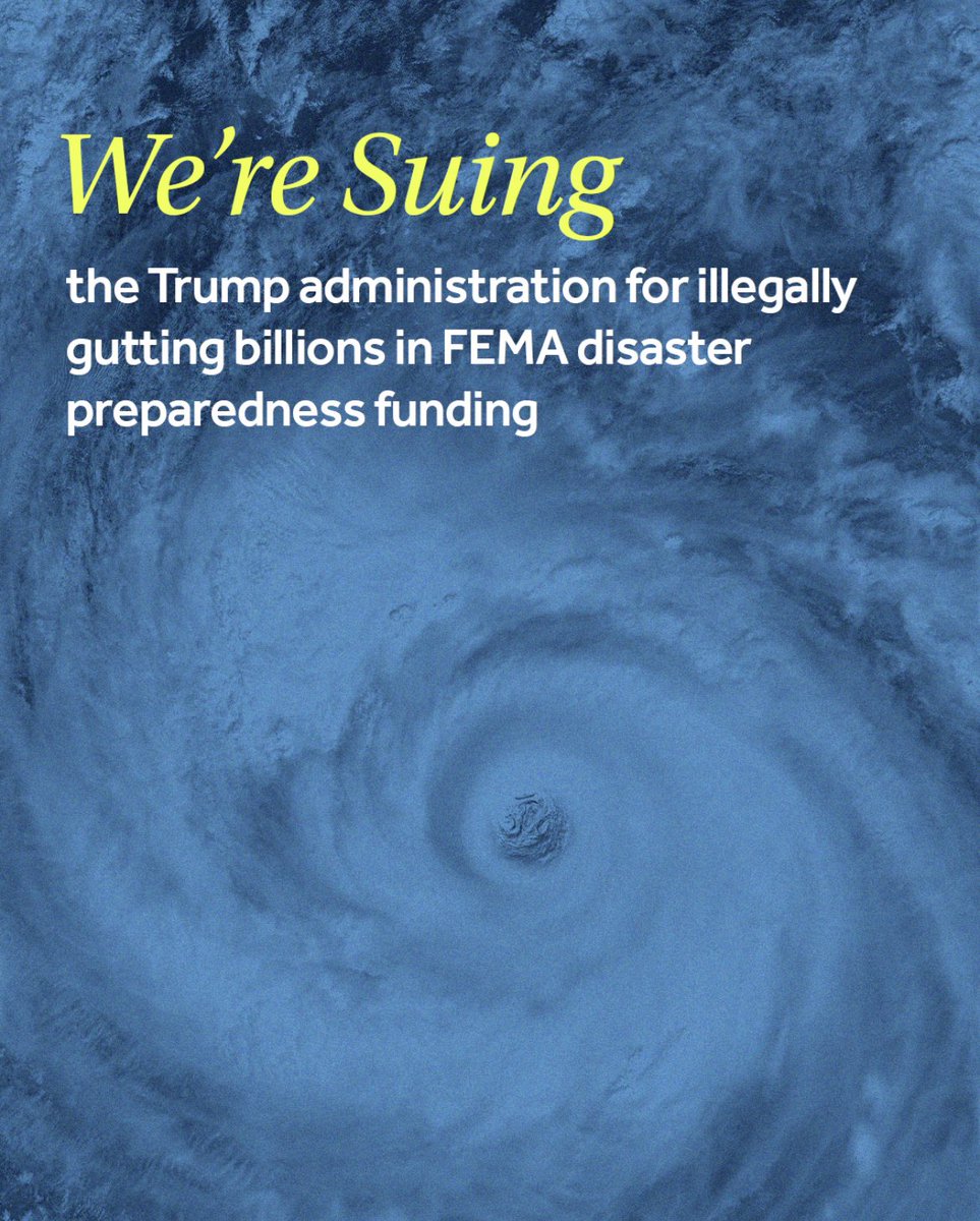 MassAGO's tweet image. Even in the wake of devastating floods in Texas and other states, the Trump Administration is focusing on unlawfully attempting to gut funding for a critical disaster preparedness program.
He doesn't have the authority to cut this funding and put lives at risk. We're suing.