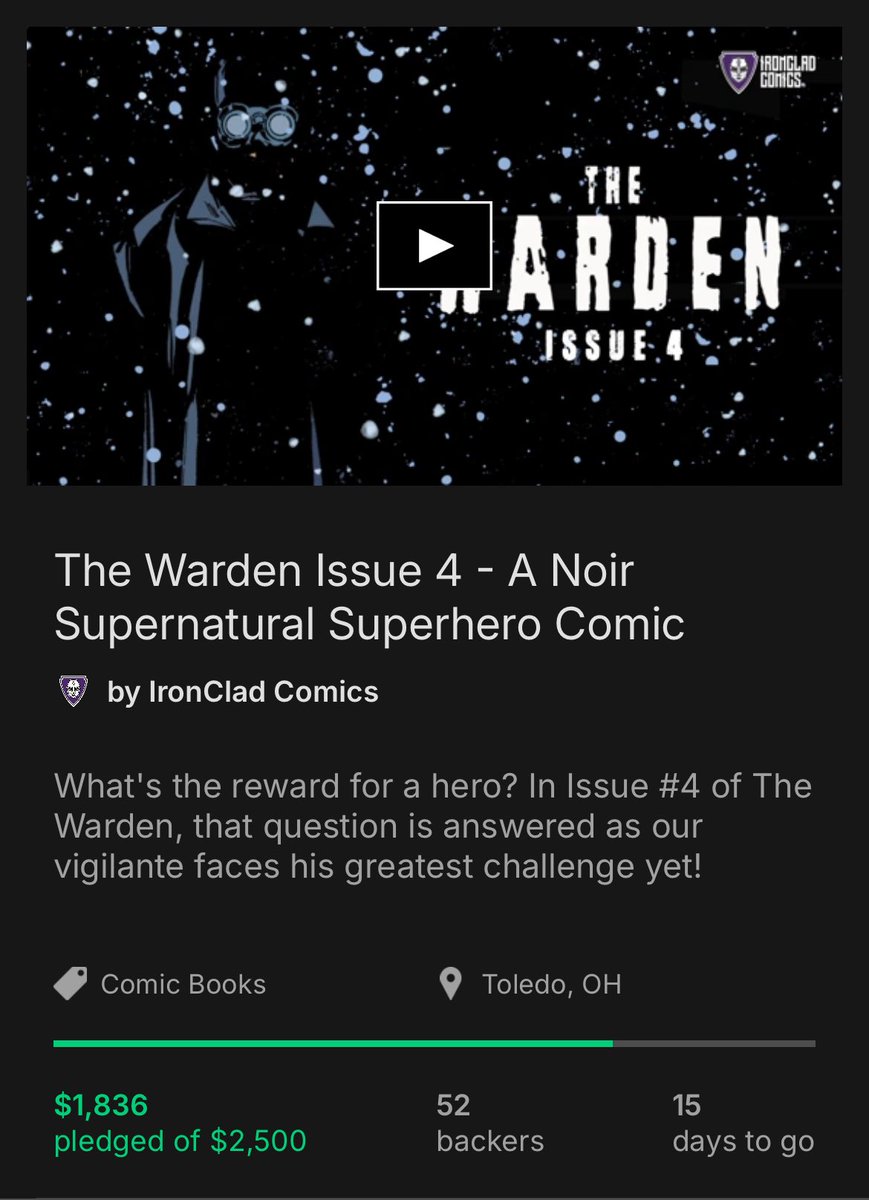ComicsIronclad's tweet image. 73% FUNDED!!! Let’s get to 80% by tomorrow!!! We have so much in store with this issue is already our longest yet with 40 PAGES, so don’t miss out!
kickstarter.com/projects/ironc…
#ironcladcomics #ironclad #indiecomics #graphicnovel #comics #comicbooks #kickstartercomics