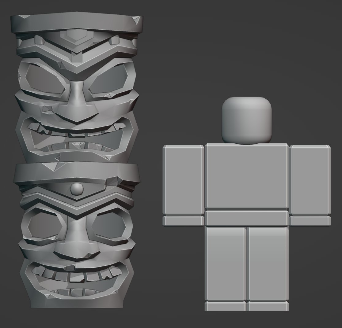 Tiki Totem statue I created for <a href="/EmotesCorp/">Emotes CO.</a> 's latest update. #roblox #robloxdev #lowpoly