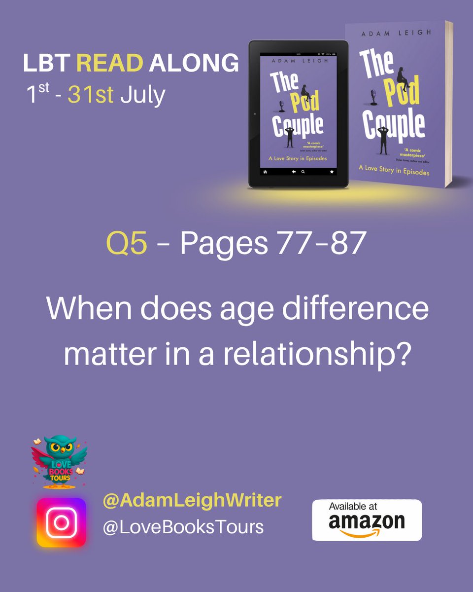 emma fitzgerald (@fitzgerald631) on Twitter photo Read-along for The Pod Couple by Adam Leigh. Q5 I don’t think age difference matters in relationship. My husband 49 and am 44 . I thinks small gap works well. I think a big gap
May be harder.
<a href="/Lovebookstours/">Love Books Tours</a>
#Ad #LBTCrew #BookTwitter #FreeReview #FreeBookReview #ReadAlo Read-along for The Pod Couple by Adam Leigh. Q5 I don’t think age difference matters in relationship. My husband 49 and am 44 . I thinks small gap works well. I think a big gap
May be harder.
<a href="/Lovebookstours/">Love Books Tours</a>
#Ad #LBTCrew #BookTwitter #FreeReview #FreeBookReview #ReadAlo