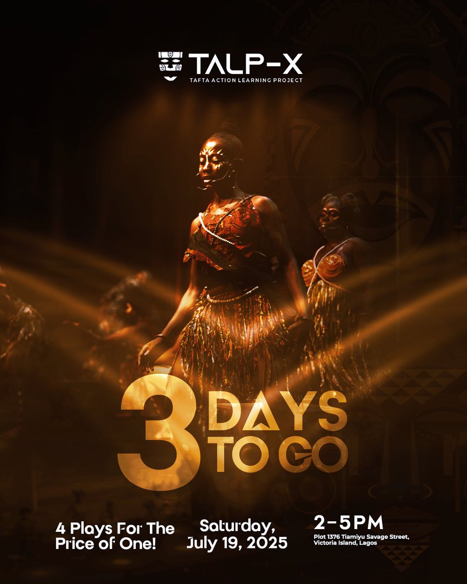 ⏳ Just 3 DAYS TO GO!
🔥 4 PLAYS for the PRICE of 1!

📅 Saturday, July 19th, 2025
🕑 2–5 PM
Get ready to be blown away! 🎬🎭

#TALPX #Countdown