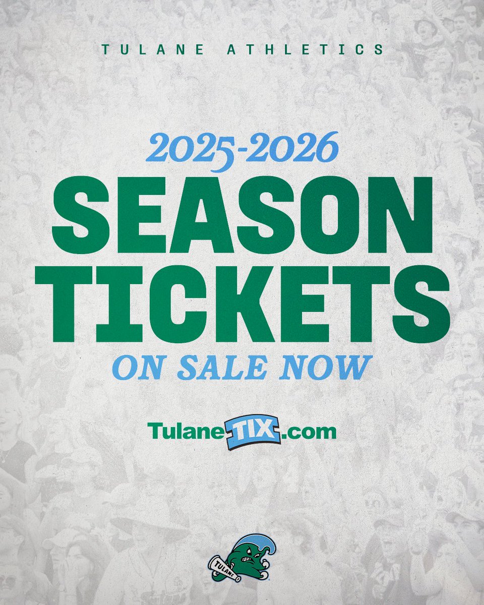 TulaneAthletics's tweet image. Season tickets for @GreenWaveFB, @GreenWaveVB, @GreenWaveMBB, @GreenWaveWBB & @GreenWaveBSB are all on sale now! Get yours today and support the Green Wave all season long!
🎟️ TulaneTix.com
#RollWave