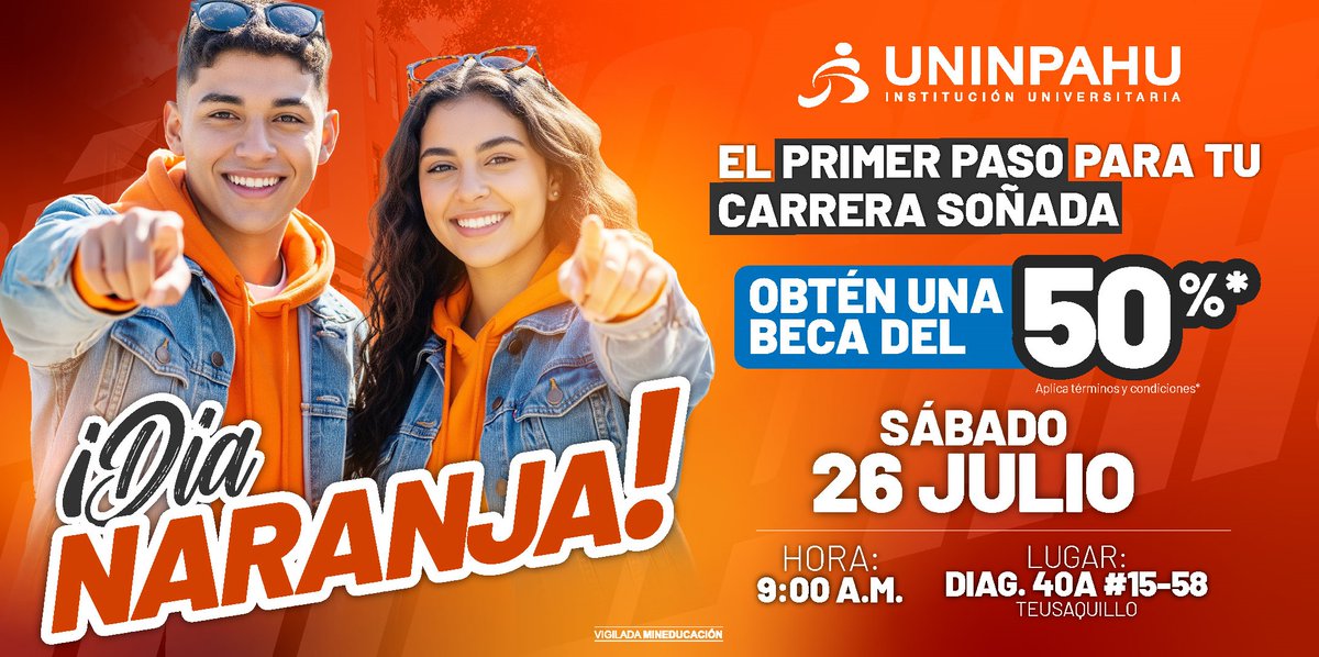 ¿Quieres saber cómo es ser estudiante UNINPAHU? 🧡

Este #DíaNaranja es tu oportunidad. Vive por un día la experiencia universitaria, conoce nuestros programas, instalaciones y comunidad.

🗓️ 26 de julio | 📍 Diag. 40a #15-58

#ViveUNINPAHU #ComienzaTuHistoria
