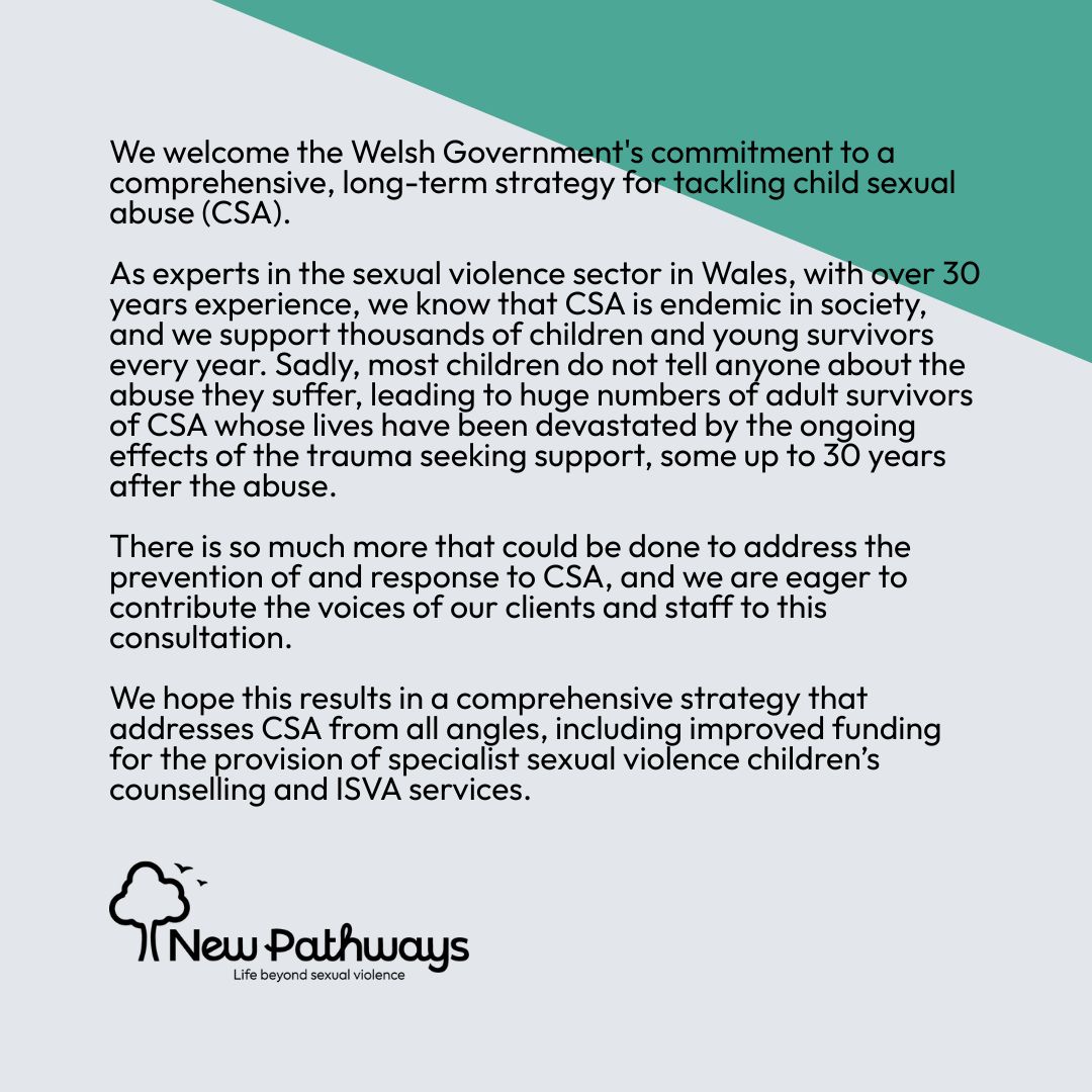 We welcome the commitment to a comprehensive, long-term strategy for tackling #CSA and are eager to contribute the voices of our clients and staff to this consultation.

[Welsh Gov - National strategy for preventing and responding to child sexual abuse buff.ly/IHGFyvP]