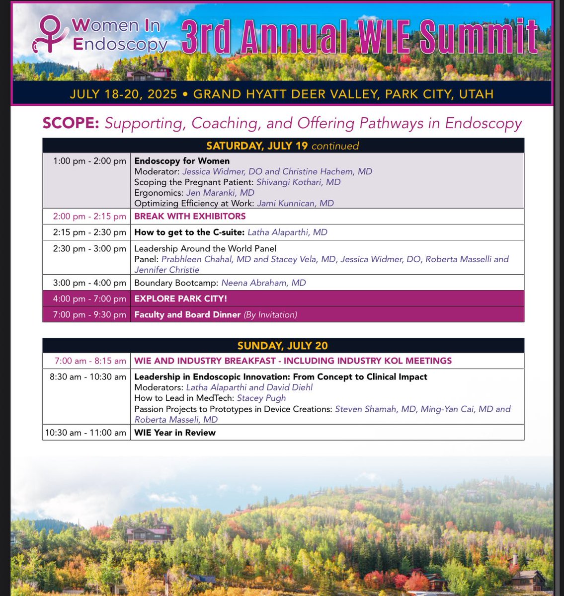 AdvaniRashmiMD's tweet image. The 3️⃣ annual WIE Women in Endoscopy summit is THIS WEEKEND!
For membership details and conference registration please use this link: womeninendo.org/membership/
Excited to visit beautiful Utah and connect with colleagues from across the 🌎
An incredible line up of faculty!…