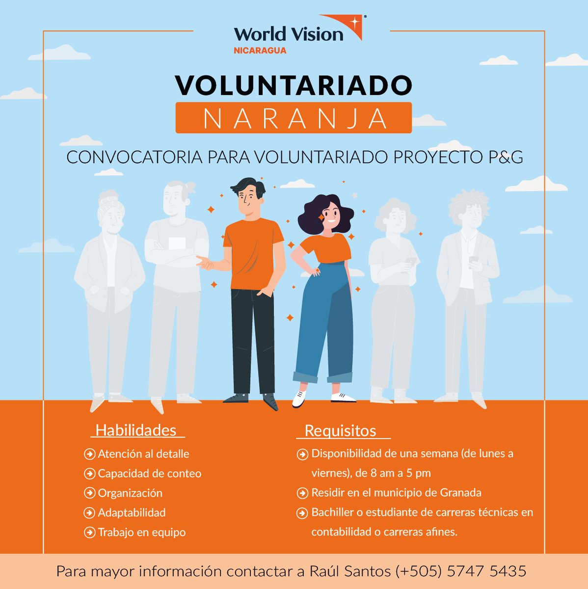 Buscamos voluntarios/as en Granada para nuestro proyecto "Agua Limpia para Nicaragua"💧. Necesitamos apoyo en el conteo de sobres purificadores de agua P&amp;G. 

📍 Bodega CECA, comunidad El Fortín, municipio de Granada.
🗓️ Duración de 1 semana (Lunes a Viernes, de 8AM a 5PM)