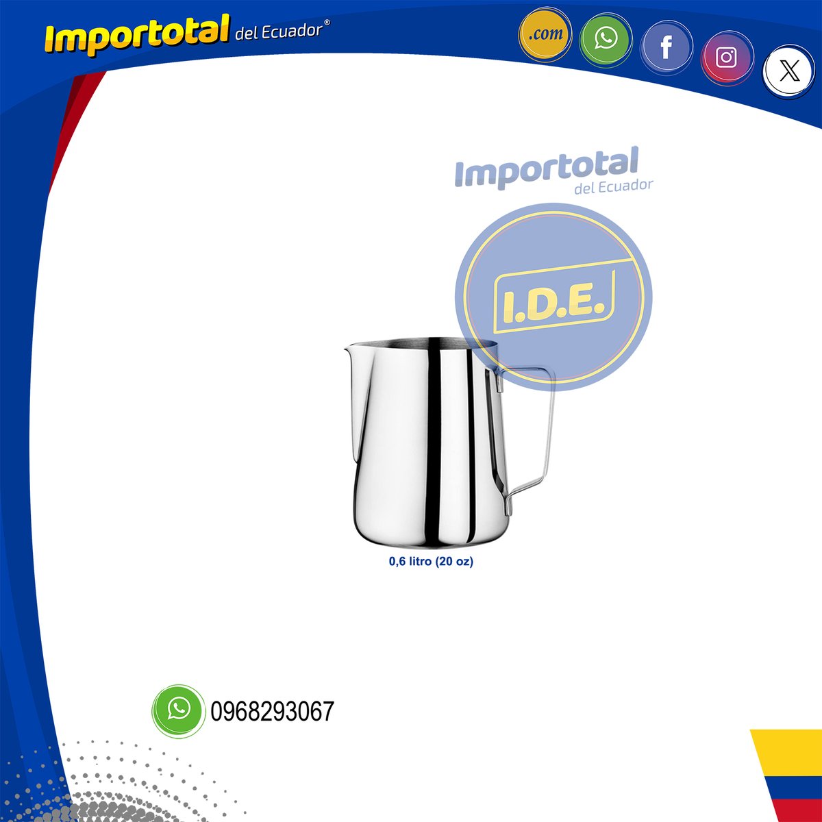 importotalec's tweet photo. 🔴 Jarra Lechera Para Baristas O Para Vaporizar Leche En Capuchino / Mocachino Acero Inoxidable 0,6 Litros (20 Onzas) Marca Winco Original* 

ATENCIÓN ⛔ producto sujeto a disponibilidad pregunte por favor por stock / existencias ⛔ https://t.co/oW2wnH4kuW