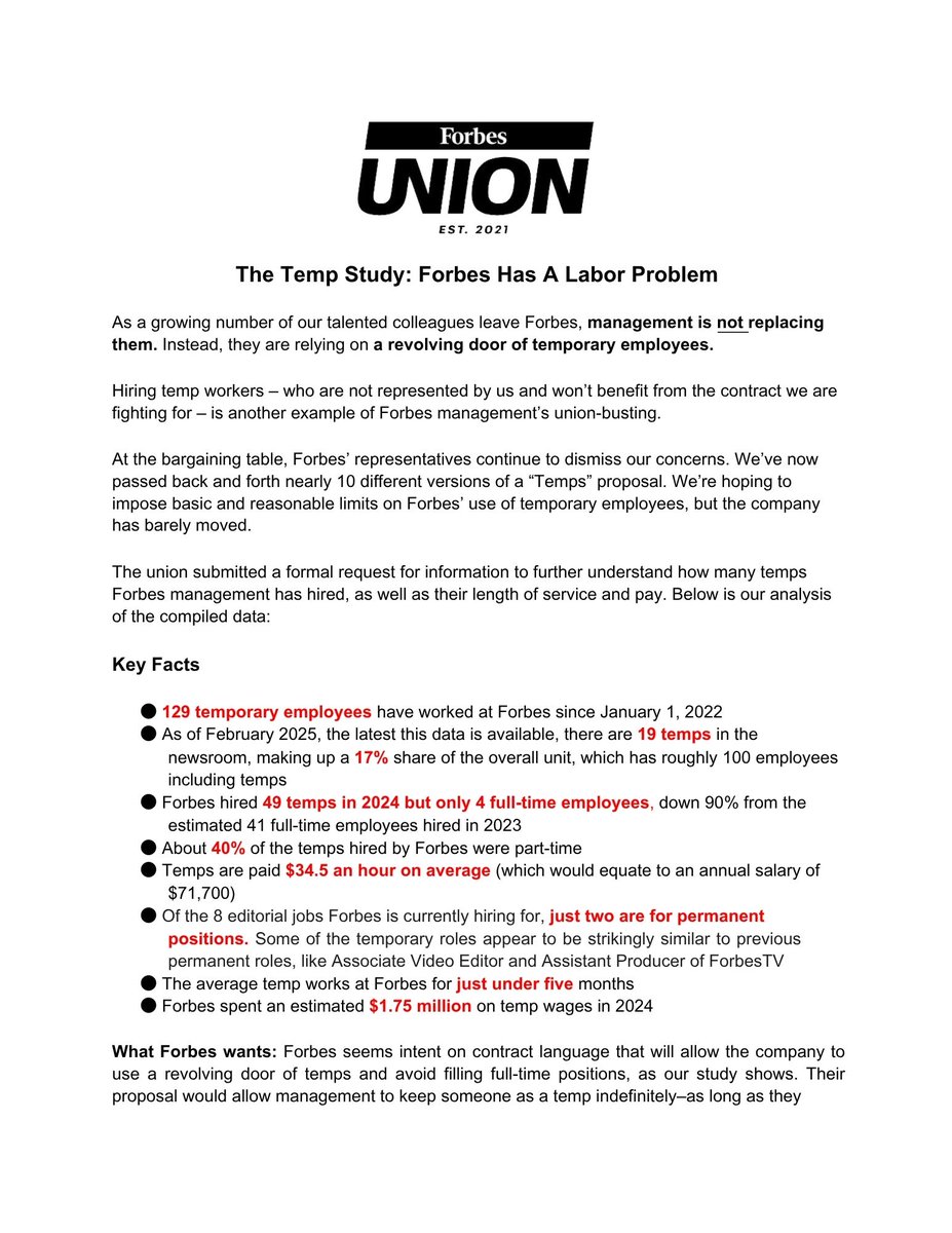 forbesunion's tweet image. NEW STUDY: We sent @Forbes CEO Sherry Phillips an invite today to lunch – to discuss our new study about the labor problem at Forbes Union.