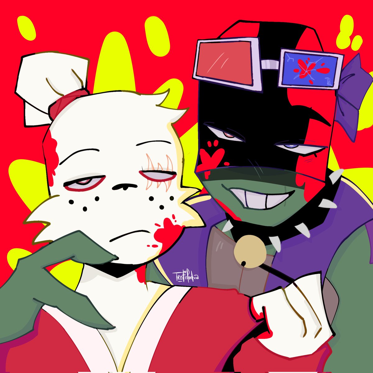 dannbunns's tweet photo. Siempre olvido publicar por acá. El donsagi aún vive en mi cerebro constantemente... está vez como villanos 

#donsagi #usatello #rottmnt #usagiyojimbo #donnie https://t.co/SbNrxdJJxj