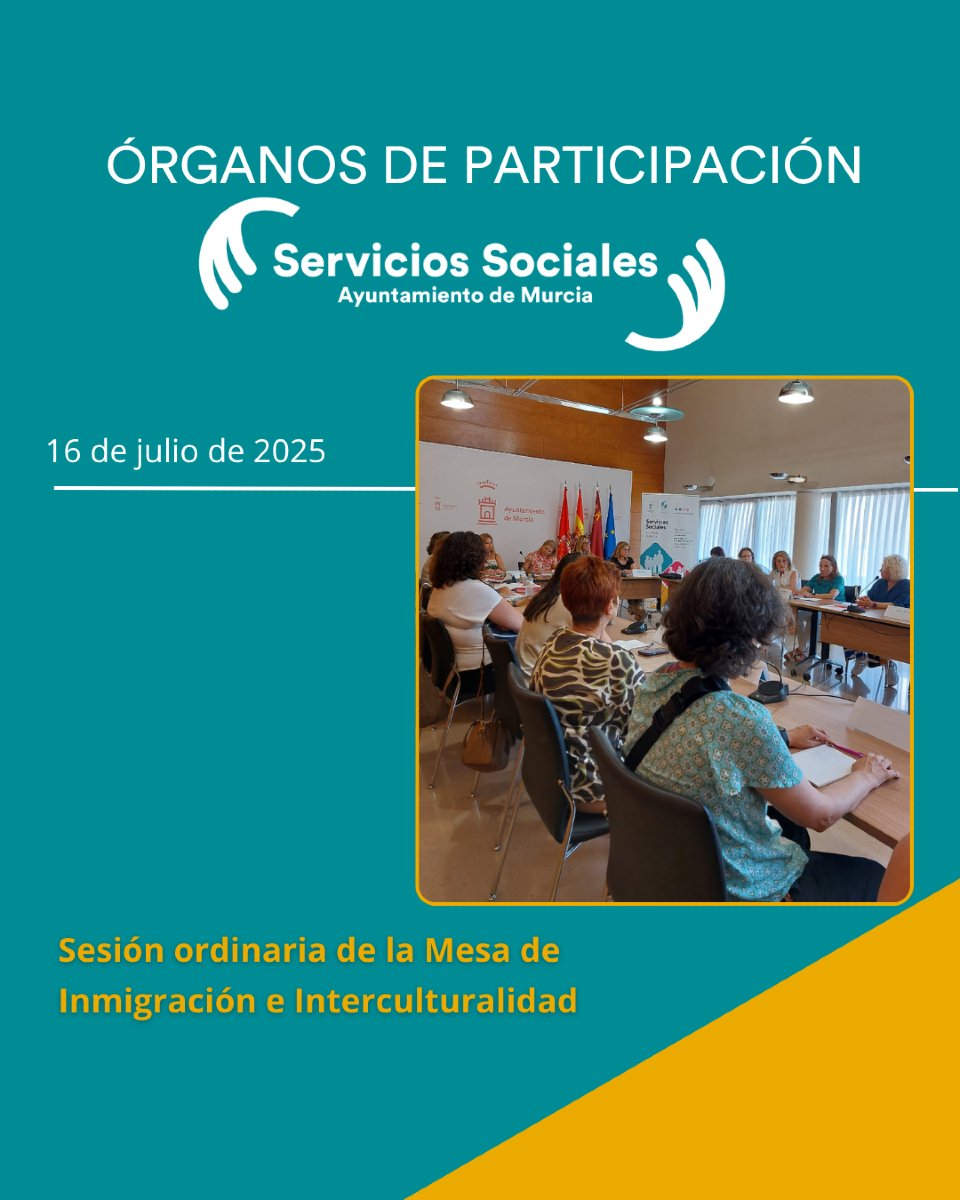 Servicios Sociales Ayto. Murcia (@dsocialesmurcia) on Twitter photo 📍 En la sesión ordinaria de la Mesa de Inmigración e Interculturalidad del <a href="/AytoMurcia/">Ayuntamiento de Murcia</a> , celebrada hoy 16 de julio y presidida por la concejala de Bienestar Social, Familia y Salud, se ha compartido el avance de los Grupos de Trabajo operativos. 📍 En la sesión ordinaria de la Mesa de Inmigración e Interculturalidad del <a href="/AytoMurcia/">Ayuntamiento de Murcia</a> , celebrada hoy 16 de julio y presidida por la concejala de Bienestar Social, Familia y Salud, se ha compartido el avance de los Grupos de Trabajo operativos.