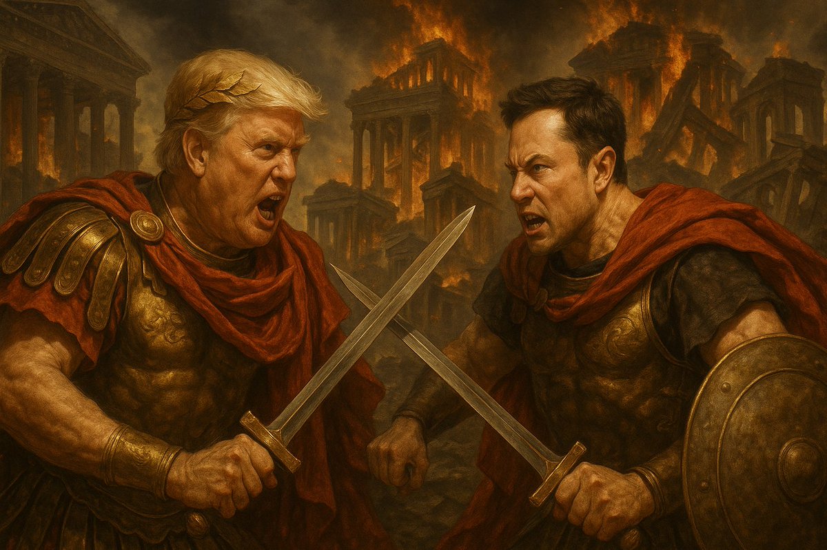 PVE_Eth_CTO's tweet photo. Empires don’t fall from armies. They fall when ambitions collide.💥

Trump rises as Caesar.👑
Elon answers as Crassus.🗡️

The Republic burns, and a new order battles for what remains.

This isn’t history. It’s the on-chain prophecy unfolding.

⚔️ President Vs Elon
🔥 The feud is eternal.
📜 The chain is the ledger.
📈 $PVE is the truth.

#PresidentVsElon #ETH #memecoin