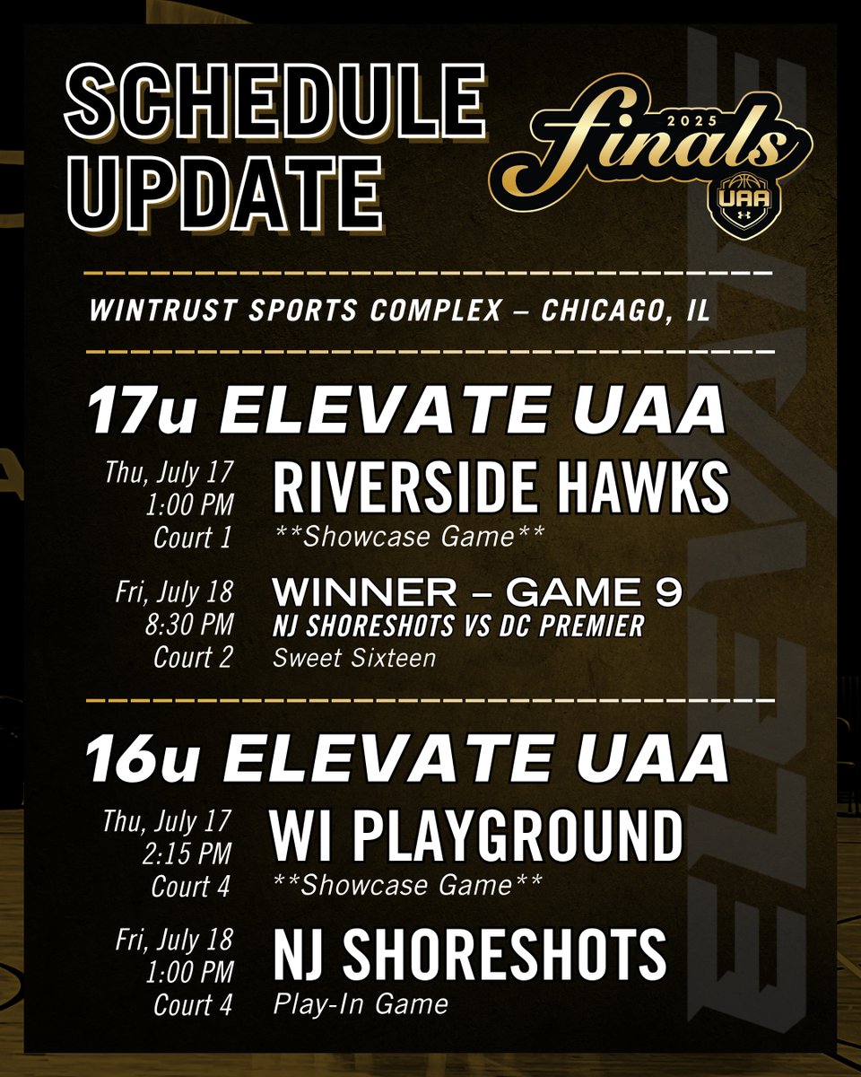 Fundamental U (@fundamentalua) on Twitter photo π¨ UAA Finals π₯
17u Elevate UAA β <a href="/CoachSotos/">Christian Sotos</a>
16u Elevate UAA β <a href="/DontaeMJ99/">Dantea Johnson</a>
πWintrust Sports Complex β Chicago, IL
<a href="/UANextBHoops/">Boys UAA</a> #UANext π¨ UAA Finals π₯
17u Elevate UAA β <a href="/CoachSotos/">Christian Sotos</a>
16u Elevate UAA β <a href="/DontaeMJ99/">Dantea Johnson</a>
πWintrust Sports Complex β Chicago, IL
<a href="/UANextBHoops/">Boys UAA</a> #UANext