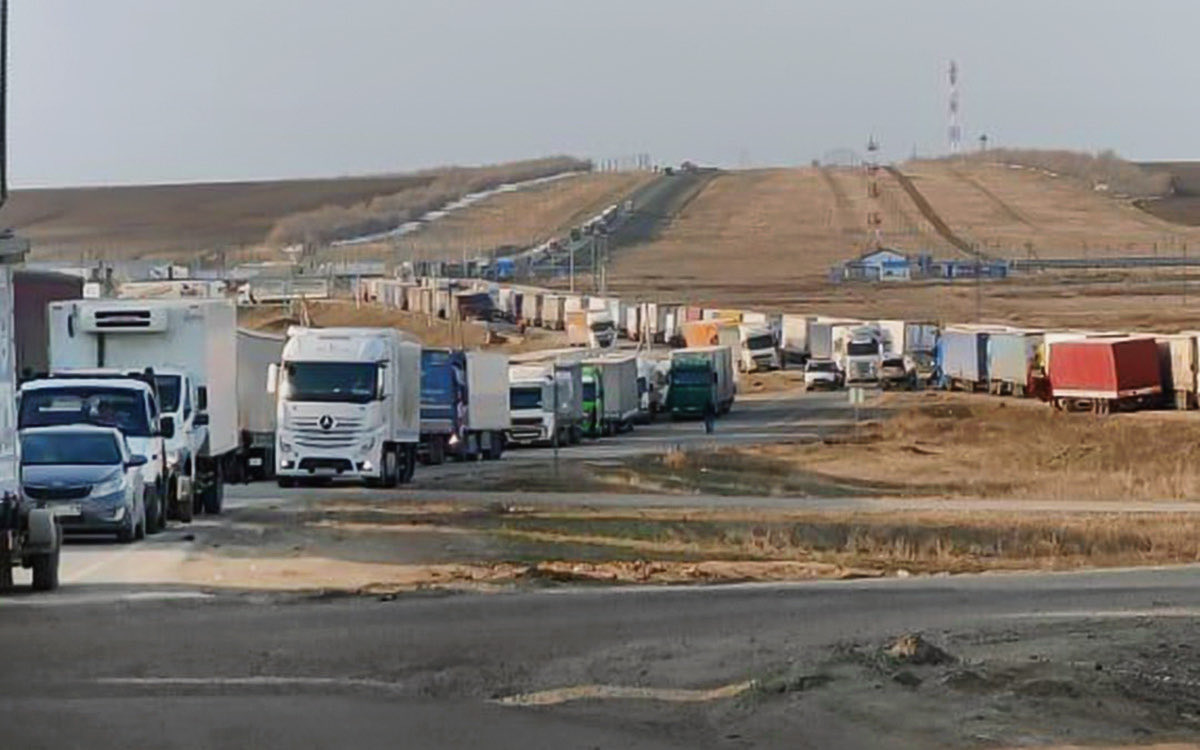 Right now, there are massive lines of Russian trucks at the Russia–Kazakhstan border.

What used to take under an hour now leaves drivers stuck for up to 10 days.