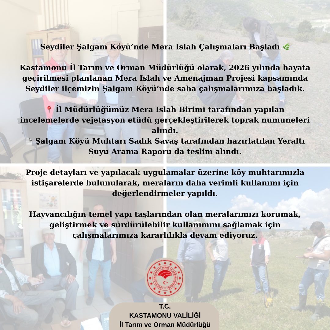 Seydiler Şalgam Köyünde Mera Islah Çalışmaları Başladı <a href="/ibrahimyumakli/">İbrahim Yumaklı</a> <a href="/TCTarim/">T.C. Tarım ve Orman Bakanlığı</a> <a href="/Bugemtr/">Bitkisel Üretim Genel Müdürlüğü</a>