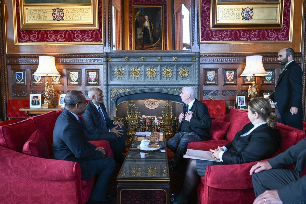 Ministry of Foreign Affairs 🇲🇻 (@mofamv) on Twitter photo Minister @Abkhaleel accompanied President Dr. <a href="/MMuizzu/">Dr Mohamed Muizzu</a> during a courtesy call by <a href="/CommonsSpeaker/">House of Commons Speaker</a> Rt Hon Sir Lindsay Hoyle MP.
Discussions focused on strengthening parliamentary ties in partnership with the Maldives-UK All Party Parliamentary Group. Minister @Abkhaleel accompanied President Dr. <a href="/MMuizzu/">Dr Mohamed Muizzu</a> during a courtesy call by <a href="/CommonsSpeaker/">House of Commons Speaker</a> Rt Hon Sir Lindsay Hoyle MP.
Discussions focused on strengthening parliamentary ties in partnership with the Maldives-UK All Party Parliamentary Group.