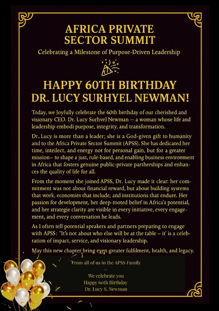 We celebrate you <a href="/drlsnewman/">Drlsnewman</a> on your 60th. Happy Birthday and we do appreciate the great works you've done.
From all of us <a href="/APSS_original/">Africa Private Sector Summit (APSS)</a> we love you. HBD