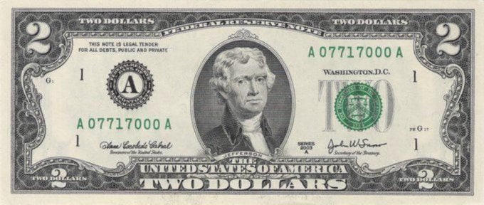 Have you ever had a real $2.00 bill?🤔🤔
