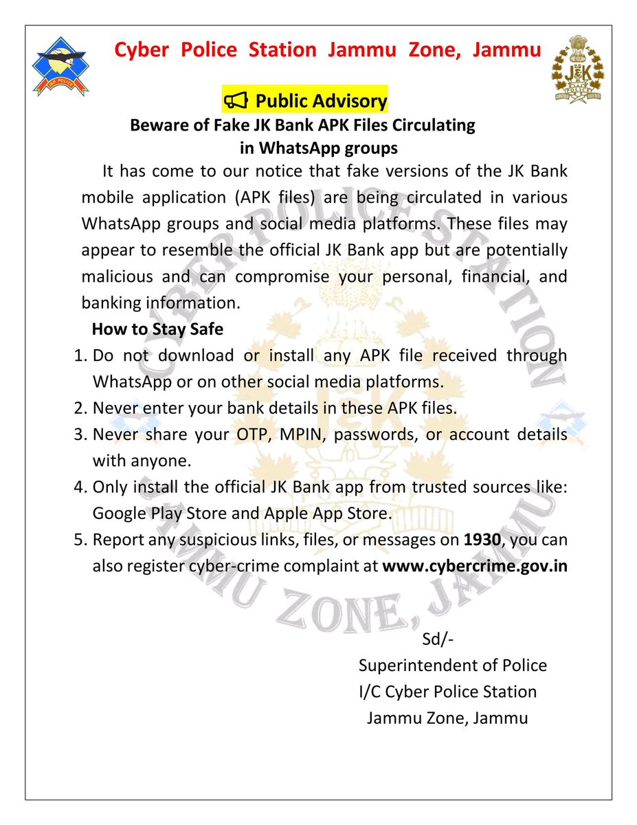 Cyber Police Station Jammu tweet media