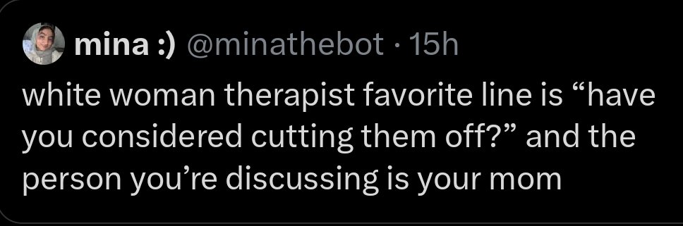 JihadalHaqq's tweet photo. I love how diaspora minorities talk about abuse. 

"Questioning your relationship with your family members because they abused you is bad because it's.... Uh.... Because it's a White People Thing! Real (insert ethnic minority) don't do that!" https://t.co/VOzRODhZqq