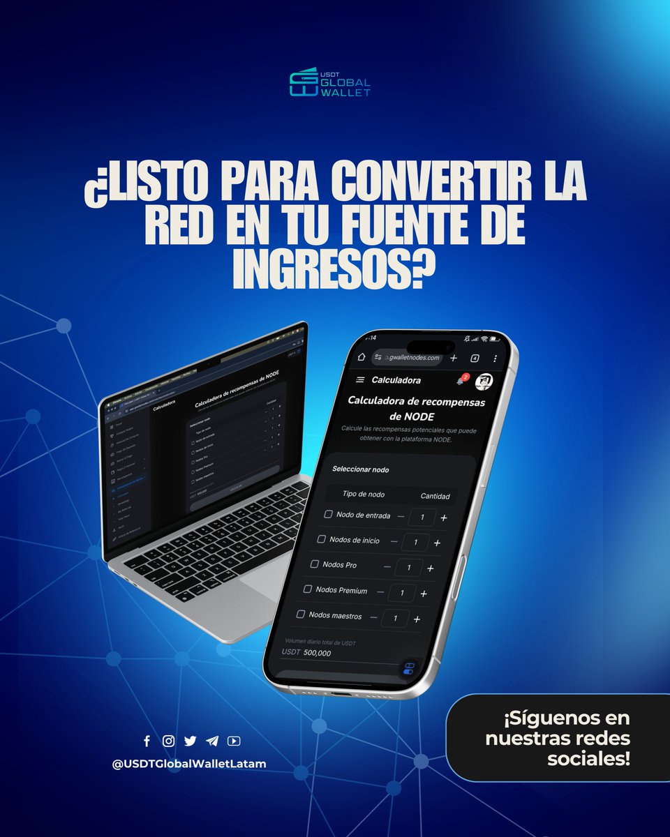 usdtglobal's tweet image. 🔢 ¡Calcula tus ganancias!

La calculadora de nodos de G-Wallet ya está activa.
Descubre cuánto puedes ganar con cada transacción.

Convierte cada movimiento en ingreso pasivo.

🔗 gwalletnodes.com
📱 linktr.ee/Gwallet

#GWallet #CriptoLatam #IngresosPasivos