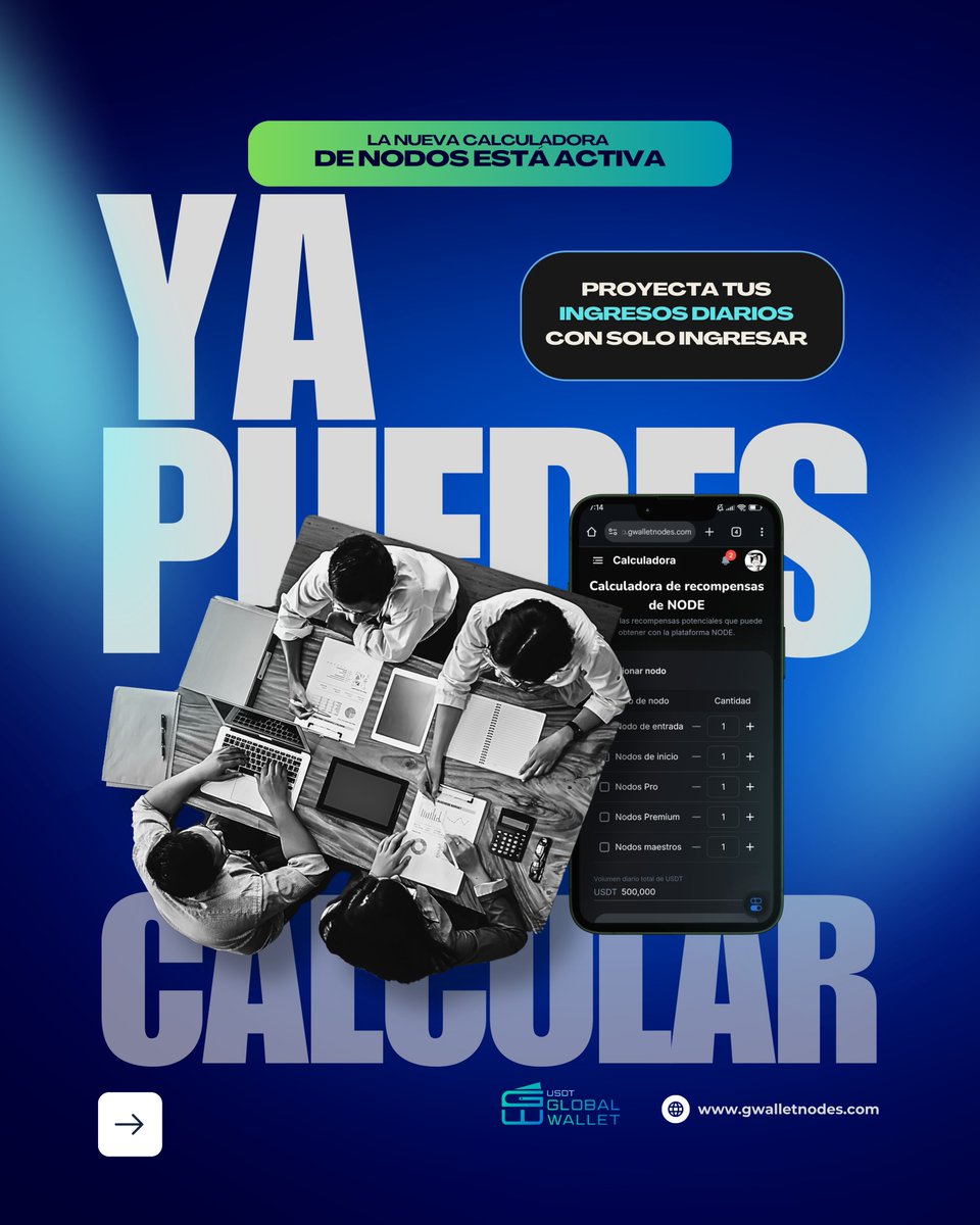 usdtglobal's tweet image. 🔢 ¡Calcula tus ganancias!

La calculadora de nodos de G-Wallet ya está activa.
Descubre cuánto puedes ganar con cada transacción.

Convierte cada movimiento en ingreso pasivo.

🔗 gwalletnodes.com
📱 linktr.ee/Gwallet

#GWallet #CriptoLatam #IngresosPasivos