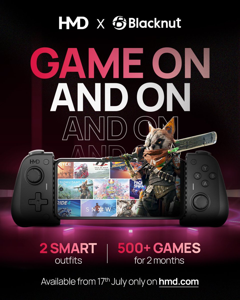 HMD India (@hmddevicesin) on Twitter photo It’s official!🤝
HMD Fusion 5G now comes with 500+ cloud games — free for 2 months with <a href="/Blacknut_Games/">Blacknut Gaming_EN</a>
No downloads. No limits.
Offer goes live on 17th July.
#HMD #HMDIndia #Blacknut #Offer #ComingSoon It’s official!🤝
HMD Fusion 5G now comes with 500+ cloud games — free for 2 months with <a href="/Blacknut_Games/">Blacknut Gaming_EN</a>
No downloads. No limits.
Offer goes live on 17th July.
#HMD #HMDIndia #Blacknut #Offer #ComingSoon