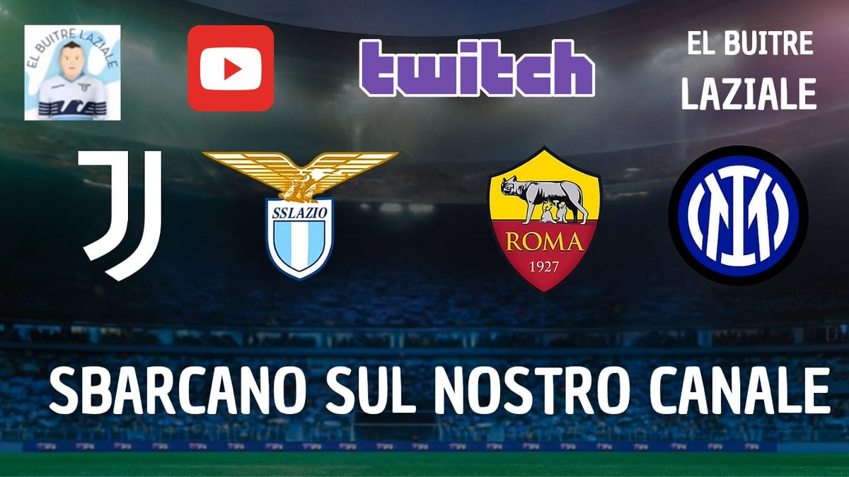 youtube.com/live/MTS106gLP…
Buonasera ragazzi.
Vi aspetto questa sera alle 21:00 sul canale YouTube EL BUITRE LAZIALE e sul canale Twitch LaQuintaDelBuitreFutbol 
Ci sarò io e i conduttori delle trasmissioni di Inter, Juventus e Roma.
Parleremo di mercato e tanto altro.
Non mancate!