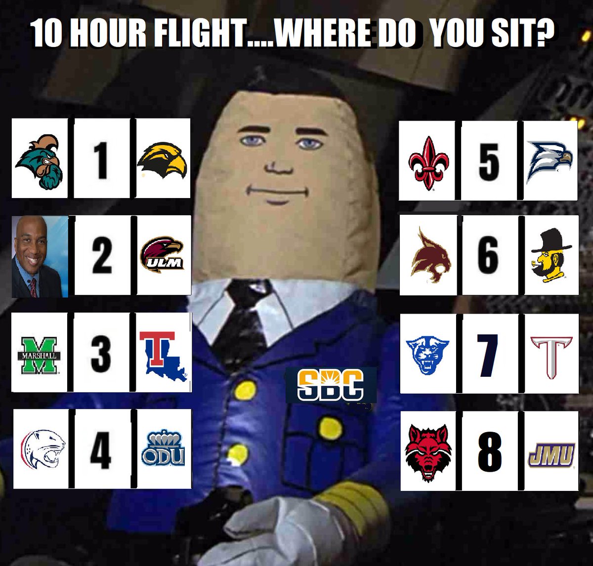 CloverleafMall's tweet image. "There's no reason to become alarmed, and we hope you'll enjoy the rest of your flight....
By the way, is there anyone on board who knows how to fly a plane?"
#SBC