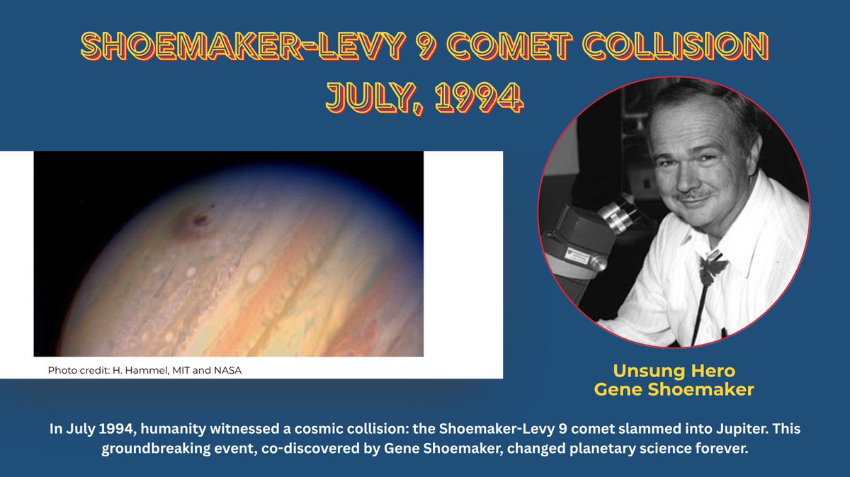 Learn more about Gene Shoemaker—an #UnsungHero who revolutionized planetary science—by visiting the Lowell Milken Center for Unsung Heroes or reading his story here: bit.ly/3cWOpLW

#UnsungHeroes #GeneShoemaker #SpaceExploration