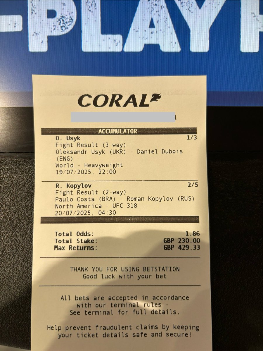 #UsykDubois2 #UFC318 
Oleksandr Usyk ML + Roman Kopylov ML
£230 Returns £429.33