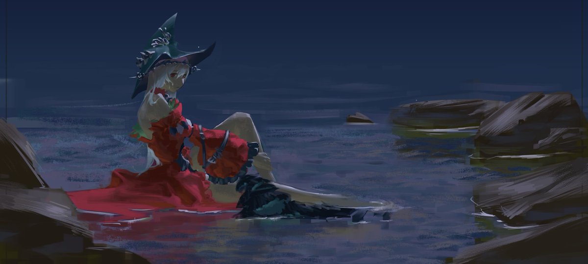 Namsinh04's tweet image. #ArknightsFanArt Skadi! I should practice painting nighttime more 🌚🌝