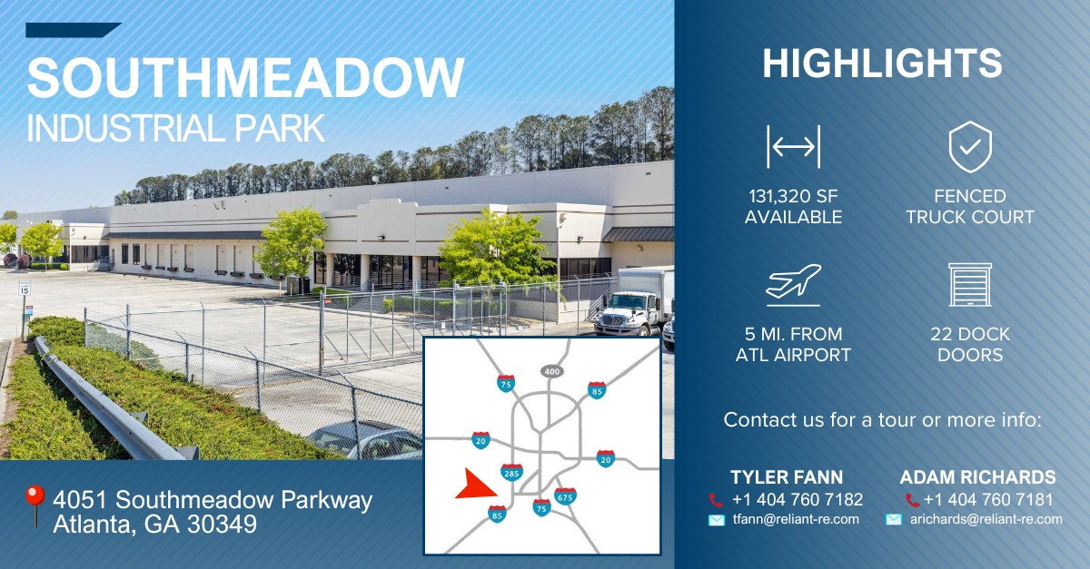 RREPAtl's tweet photo. 🚛 Now Leasing: 131,320 SF w/ Secure Storage 🔐

✔️ 1+ acre fenced trailer/outside storage
✔️ 22 dock doors + 2 drive-ins
✔️ 5 miles from ATL Airport
✔️ Near I-285/I-75/I-85

📍 Southmeadow Industrial Park

🔗 https://t.co/RvZWrZI5p4

#TrailerStorage #IndustrialRealEstate https://t.co/woL3BDnSmA