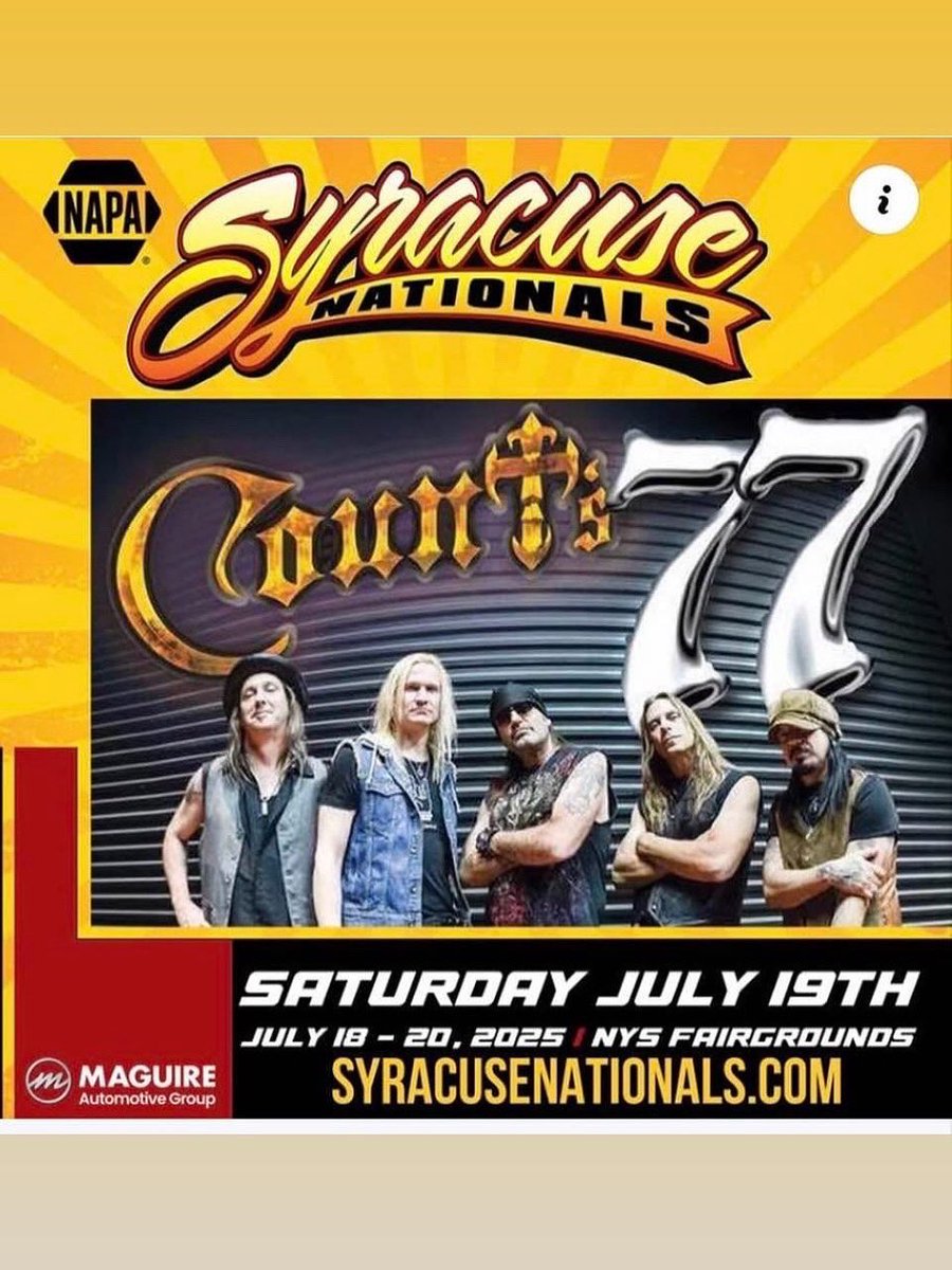 COUNTS77's tweet image. Syracuse New York!!! Come see The Mighty Count’s 77 at The Nationals! This Saturday, July 19th! 12 noon!! Say hello to the @CountsKustoms team too!!