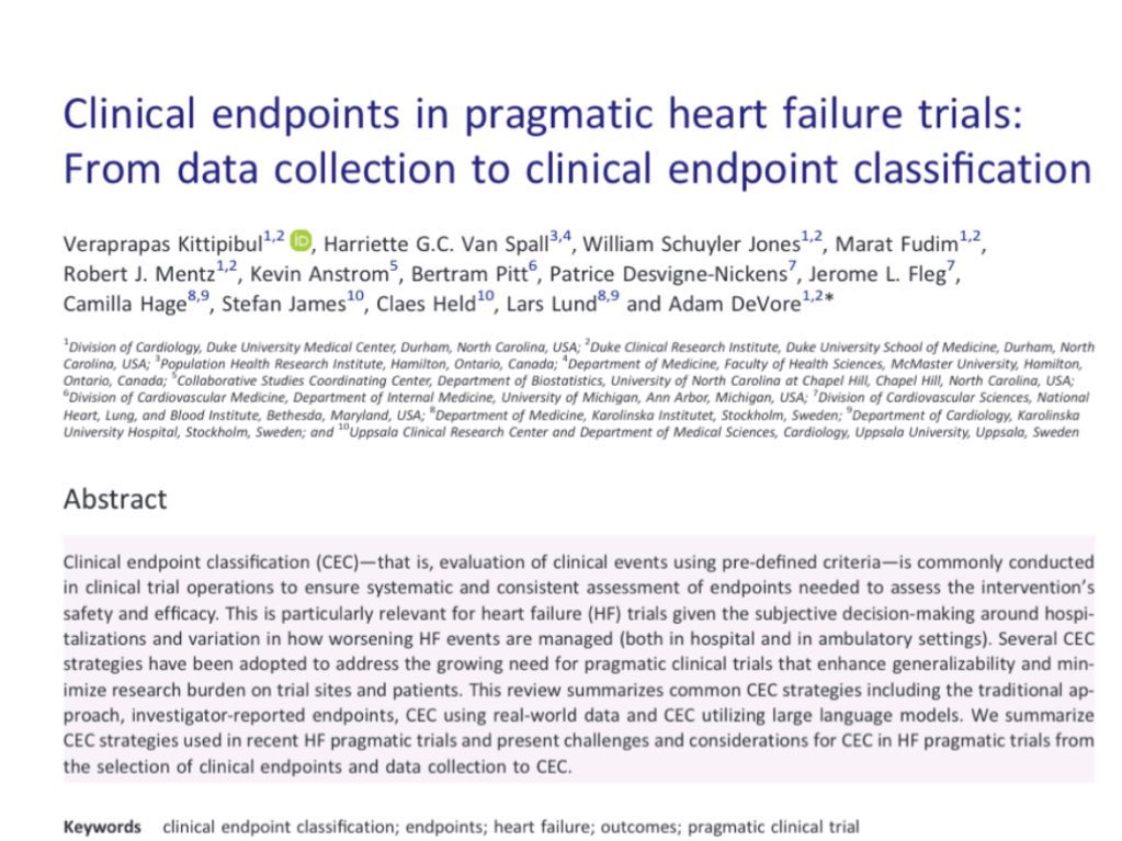 Clinical trial #endpoints in pragmatic heart failure #RCTs

Insightful review on selection, classification, and data capture of pragmatic trial endpoints  led by  <a href="/vkittipibul/">Mark Kittipibul MD</a> #AdamDevore <a href="/DCRINews/">Duke Clinical Research Institute</a> 

🔗 onlinelibrary.wiley.com/doi/epdf/10.10…

#TrialDesign #ResearchMethods #RCTs