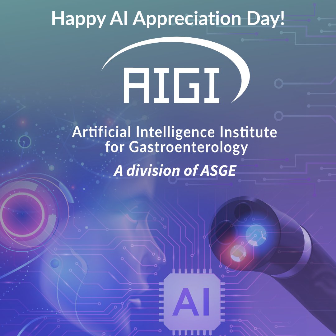 ASGEendoscopy's tweet image. Today is #AIAppreciationDay, a moment to recognize how AI is shaping the future in healthcare &amp;amp; beyond. Explore key education through AIGI, including the 7th Annual Global AI Summit &amp;amp; Workshop, Sept. 12-13 in D.C. and a free learning series: hubs.ly/Q03wTNMV0. #GITwitter