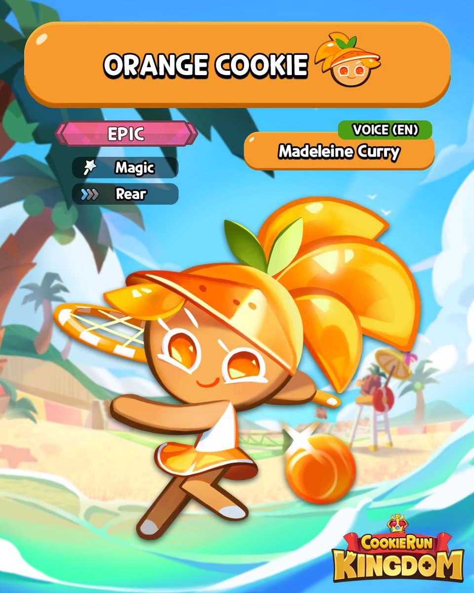 CRKingdomEN's tweet image. Orange you glad this Cookie is here?! Please join us in welcoming Madeleine Curry as the voice of #OrangeCookie! 🍊🎾
#CookieRun #CookieRunKingdom #CRK