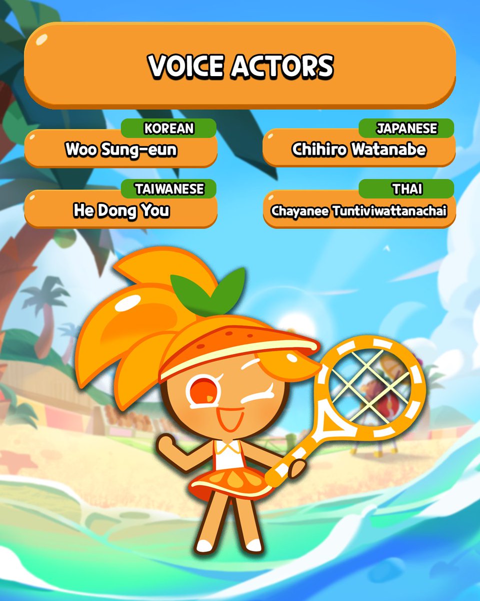 CRKingdomEN's tweet image. Orange you glad this Cookie is here?! Please join us in welcoming Madeleine Curry as the voice of #OrangeCookie! 🍊🎾
#CookieRun #CookieRunKingdom #CRK