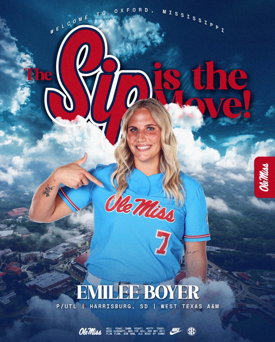 OleMissSoftball's tweet image. Adding a two-way star to the 2025-26 roster 馃ぉ
Welcome Emilee Boyer to the Sip!
#HottyToddy
