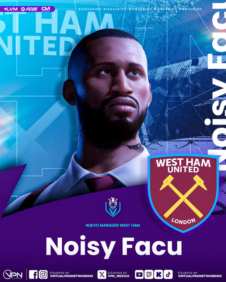 Noisy Facu tiene en sus planes colocar al LVM West Ham en lo más alto de la próxima LVM Premier League. Bienvenido ! 🤘

#ligasvpn #vpnmexico #eafc25 #VirtualProNetwork #ClubesPro #ProClubs #lvm #premierleague