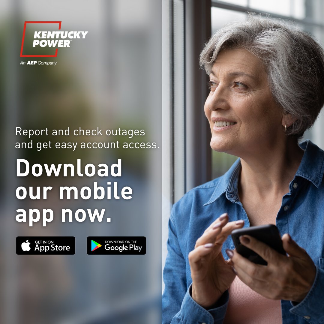 KentuckyPower's tweet image. 🌩️ Stormy weather is expected to roll through our service area tonight bringing the potential for power outages. The Kentucky Power app provides quick account access to easily report outages and stay informed about outages in your area. Go to KentuckyPower.com/App